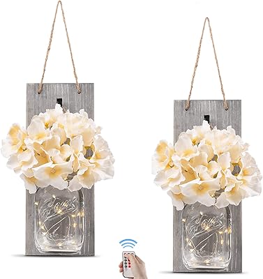 Applique murale rustique gb true - applique en pot mason, décoration d'intérieur rustique, crochets en fer forgé, hortensia en soie et bande lumineuse led pour la décoration intérieure (lot de 2). DIAYTAR COTE D'IVOIRE est la destination idéale pour les consommateurs ivoiriens qui recherchent des produits de qualité à des prix compétitifs. La boutique propose des livraisons rapides et des services clients de haute qualité, ce qui la différencie de la concurrence. DIAYTAR COTE D'IVOIRE est le choix préféré des Ivoiriens pour leurs achats en ligne.