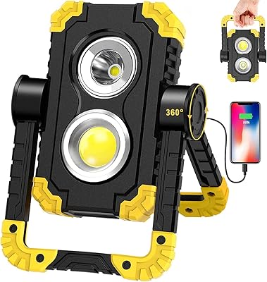 Lampe de travail led rechargeable, projecteurs portables, 4 modes d'éclairage, cob étanche 30