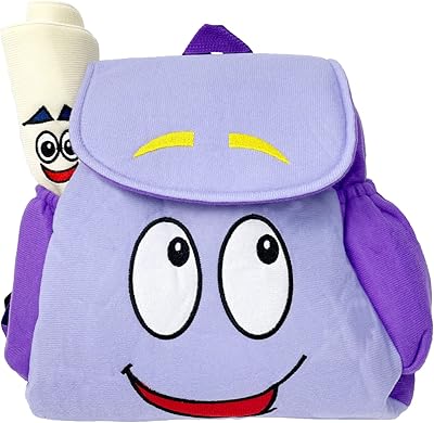 Sac à dos en peluche douce dora explorer violet pour jouets de maternelle