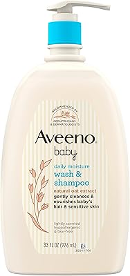 Lavage doux et shampoing aveeno pour bébé à l'extrait d'avoine naturel, sans larmes