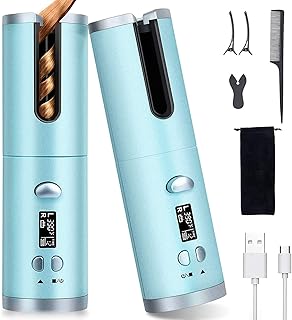Fer à friser automatique sans fil, anti-emmêlement, rechargeable par usb, avec corps rotatif