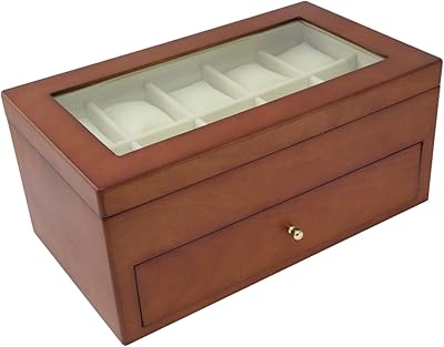 Boîte à montres 20 pièces en bois de cerisier avec plateau et tiroir