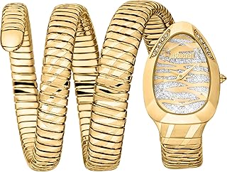 Montre à quartz pour femme avec motif peau de serpent, doré, moderne