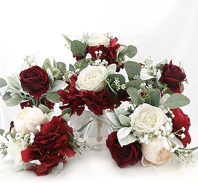 Bouquets de mariage de fleurs artificielles semononia pour demoiselle d'honneur - ensemble