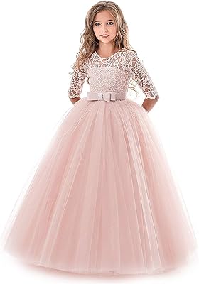 Robe de princesse en dentelle pour fille, longueur au sol, pour fête