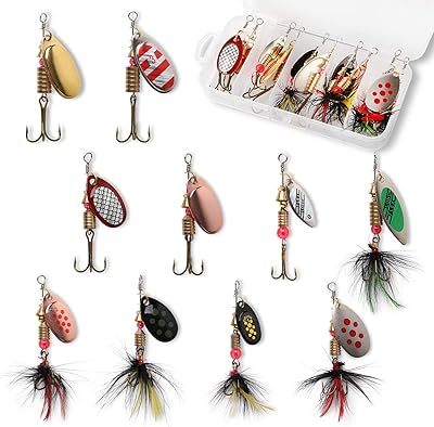 Leurres de pêche spinbait, 10 pièces en métal dur avec boîtes à matériel