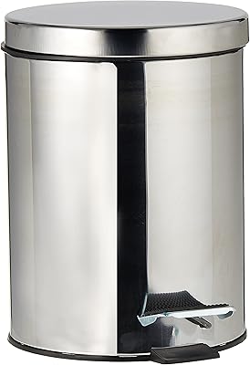 Panier à pédale harmony en acier inoxydable, acier inoxydable, argent, 5 litres