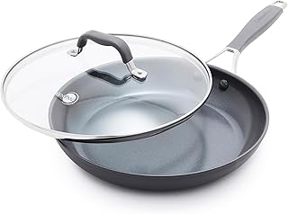 Poêle à frire en céramique antiadhésive anodisée york green pan healthy, 10 pouces