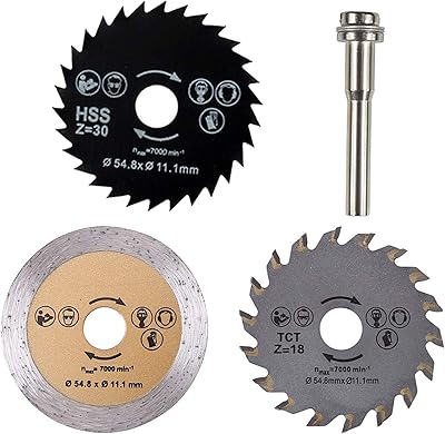 3 lames de scie circulaire hss 54,8 mm, mini outil rotatif avec mandrin