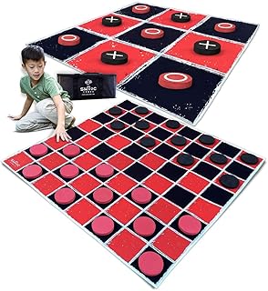 Sawak games - dames géantes classiques et tic tac toe 2 en 1