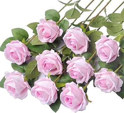 Vixploy 10 pièces fausses roses fleurs artificielles avec tige pour décoration de centres