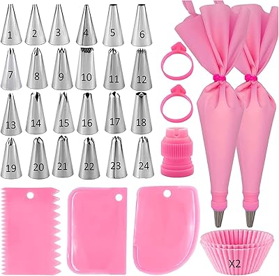 Ensemble de 33 embouts et sacs de décoration de gâteaux u-home avec 24 embouts de décoration, poches à pâtisserie réutilisables, grattoir à gâteau et outils de cuisson pour décorer les biscuits et les cupcakes. La boutique en ligne DIAYTAR COTE D'IVOIRE est la référence pour les ivoiriens qui cherchent à acquérir des produits de qualité à des prix compétitifs. Avec sa sélection immense de produits, elle répond aux besoins de tous les clients. Elle est fiable et propose des services de livraison rapides.