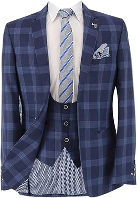 Ensemble de costume de mariage élégant 3 pièces pour hommes bleu foncé