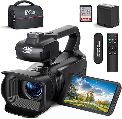 Caméra vidéo 64mp 4k avec microphone zoom numérique 18x caméra youtube à écran