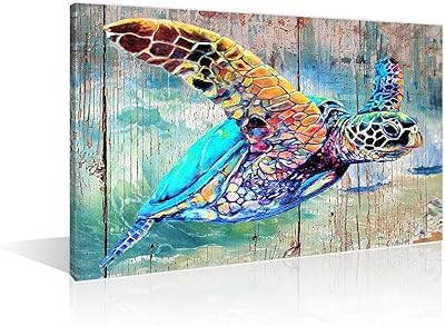 Toile murale techeron pour salle de bain, motif tortue de mer, imprimée