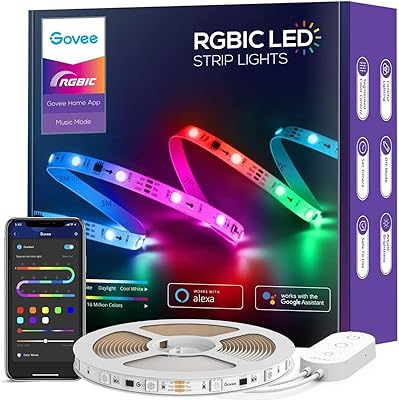 Bande lumineuse led genie govee rgbic avec technologie wi-fi + bluetooth de govee