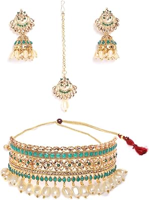 Ensemble de bijoux en perles zephyri, colliers ras du cou pour femme (or)