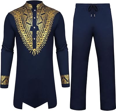 Ensemble de costume deux pièces pour hommes africains, chemise et pantalon dashiki africains