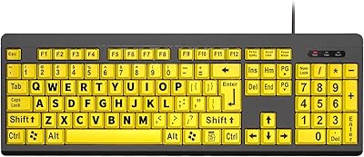 Grand clavier d'ordinateur adami imprimé avec fil usb à contraste élevé, grand clavier à lettres pour personnes malvoyantes, basse vision, personnes âgées, étudiants et débutants en informatique. DIAYTAR COTE D'IVOIRE est une boutique en ligne généraliste qui propose plus de 300 000 références de produits. Elle est réputée pour être l'une des boutiques en ligne les plus fournies de Côte d'Ivoire, offrant un large choix de produits pour répondre aux besoins de tous. Avec une telle variété de produits, les clients peuvent trouver tout ce dont ils ont besoin en un seul endroit.