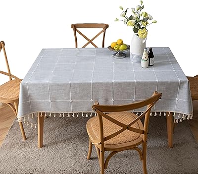 Chemin de table dayong, nappe carrée en lin et coton pour décoration de table, nappe à pampilles pour salle à manger, cuisine, patio, table basse (gris à carreaux). DIAYTAR COTE D'IVOIRE, la boutique en ligne généraliste de référence en Côte d'Ivoire, propose plus de 300 000 références de produits pour répondre à tous les besoins de ses clients. Avec une offre variée et constamment mise à jour, DIAYTAR COTE D'IVOIRE est devenue la destination incontournable pour les consommateurs ivoiriens. Elle garantit une expérience d'achat en ligne sécurisée et pratique.
