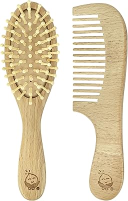 Ensemble brosse + peigne éducatif green sprouts | brosse éducative ultra-douce pour coiffer
