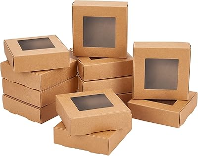 Nbeads 24pcs 10 x 10 x 3 cm boîte en papier camel, boîtes pliées boîtes à biscuits boîtes à bijoux boîtes kraft avec fenêtre pour cadeaux de fête boulangerie cadeaux et emballage de bijoux. Chez DIAYTAR COTE D'IVOIRE, nous sommes fiers d'être la boutique en ligne leader en Côte d'Ivoire, proposant plus de 300 000 produits pour répondre à tous vos besoins quotidiens. Notre sélection inclut tout, de la literie aux produits cosmétiques, en passant par les équipements sportifs et les jeux pour enfants. Nous nous engageons à vous fournir une expérience d'achat en ligne simple, rapide et fiable.