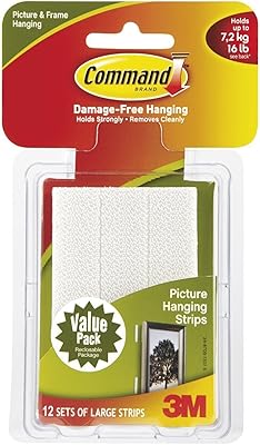 Bandes de suspension pour photos command (blanc, grand) - 12 paires
