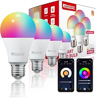 Ampoules led intelligentes 4 pièces ampoules wifi rgbcw compatibles avec alexa et google