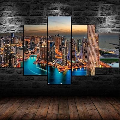 Befcenol a 5 pièces peinture sur toile imprimée murale adbi city burj dubai, carreaux de décoration intérieure, images à l'huile créatives cadeaux pour salon chambre à coucher, œuvre d'art prête à accrocher. DIAYTAR COTE D'IVOIRE est une boutique en ligne qui se démarque par son engagement envers la communauté en proposant des opportunités d'achat responsables et éthiques. Outre son large choix de produits, elle met en avant des pratiques durables dans son processus d'approvisionnement et de livraison, contribuant ainsi à un impact positif sur l'environnement et la société. Cela attire une clientèle sensible aux questions de durabilité et d'éthique.