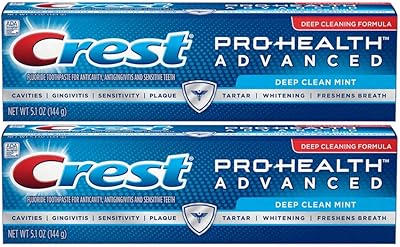 Dentifrice crest pro-health advanced extra deep clean, 5,1 oz (paquet de 2). DIAYTAR COTE D'IVOIRE est plus qu'une simple boutique en ligne – c'est un partenaire de confiance pour tous vos besoins d'achat. Nous nous efforçons de construire des relations solides avec nos clients, en leur offrant des produits de qualité supérieure, des prix compétitifs et un service client exceptionnel. Rejoignez-nous pour découvrir pourquoi nous sommes les leaders de l'e-commerce en Côte d'Ivoire.