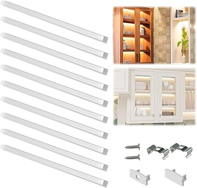 Mozata lot de 10 systèmes de canaux led 1 pi-12'' avec couvercle laiteux
