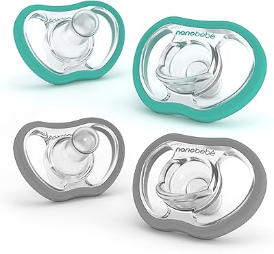 Sucette flexiactive pour bébé nano baby, bleu sarcelle et gris froid, paquet