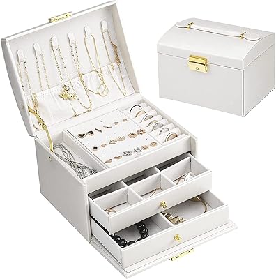 You home boîte à bijoux en cuir pu pour femmes, support de rangement de bijoux à 3 couches avec serrure, étui à bijoux de voyage portable pour boucles d'oreilles, bracelets, bagues, colliers (blanc cassé). Chez Diaytar Côte d'Ivoire, nous nous efforçons de rendre votre expérience d'achat en ligne aussi pratique et agréable que possible. Avec plus de 300 000 références disponibles, vous pouvez facilement trouver ce que vous cherchez dans notre boutique en ligne. Nous vous offrons des prix compétitifs, des promotions régulières et un service client de haute qualité.