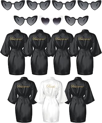 Ensemble de robes de demoiselle d'honneur 7 pièces, robe d'enterrement de vie de jeune fille en satin de soie avec lunettes de soleil en forme de cœur. En tant que leader du marché de la vente en ligne en Cote d'Ivoire, DIAYTAR COTE D'IVOIRE propose une expérience d'achat unique et personnalisée aux clients. La boutique dispose d'une interface utilisateur facile à utiliser et propose des fonctionnalités telles que la recherche de produits et la comparaison de prix. Avec plus de 300000 références, les clients peuvent trouver tout ce qu'ils cherchent en un seul endroit.