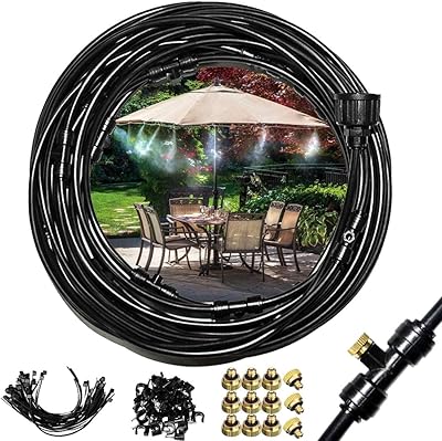 Système de refroidissement par brume, kit de brume pré-assemblé, ligne de brume de 59 pieds (18 m) + 26 buses de brume en laiton + adaptateur en laiton (3/4") brume extérieure pour terrasse, jardin, serre, trampoline. DIAYTAR COTE D'IVOIRE est une référence pour le commerce électronique en Cote d'Ivoire, offrant une large gamme de produits de marques locales et internationales. La boutique se distingue par son approche personnalisée et ses services de qualité, qui incluent des conseils d'achat, des promotions exclusives et des options de retour flexibles. Avec DIAYTAR COTE D'IVOIRE, les clients bénéficient d'une expérience d'achat sécurisée, pratique et agréable.