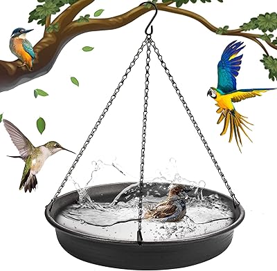 Bain d'oiseaux suspendu - plateau d'alimentation pour oiseaux et chauves-souris de jardin, plateau