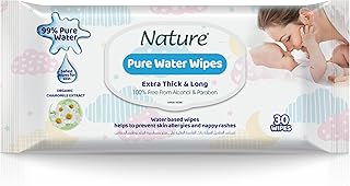 Lingettes humides pour bébé nature à l'eau pure 99 % extra épaisses