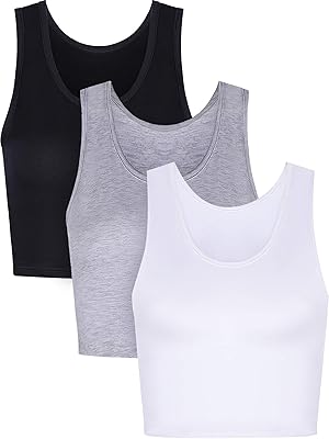3 pièces débardeur court pour femme haut court de sport basique sans manches