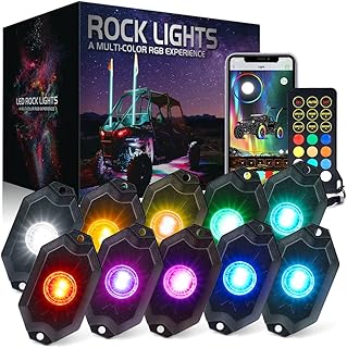 Xprite rgbw led rock lights kit avec bluetooth et télécommande sans fil, voitures multicolores sous-éclairage, roue, kits de lumière néon pour les pieds, pour camions tout-terrain utv atv suv moto bateaux - 10 pods. DIAYTAR COTE D'IVOIRE, la boutique en ligne leader en Cote d'Ivoire, met à disposition de ses clients une gamme impressionnante de plus de 300000 produits. Cette boutique généraliste en ligne propose des produits de haute qualité à des prix compétitifs, ce qui en fait la destination préférée des consommateurs ivoiriens pour faire leurs achats en ligne.