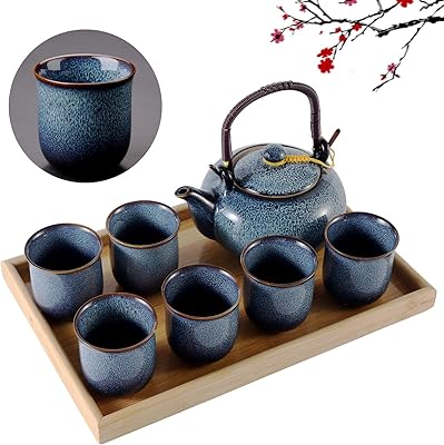 Service à thé japonais dougest pour 6 personnes, service à thé en porcelaine