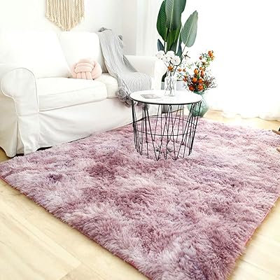 Tapis de sol moderne et moelleux à poils longs, texture douce et motif