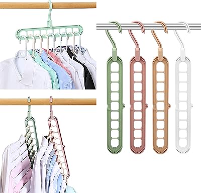 Cintre magique multifonction permettant d'économiser de l'espace, organisateur de garde-robe de luxe à 9 emplacements, design créatif pour vêtements lourds, chemises, pantalons, robes, manteaux (4 pièces). DIAYTAR COTE D'IVOIRE est la boutique en ligne idéale pour ceux qui cherchent à faire leurs achats en toute simplicité et rapidité, avec une expérience d'achat en ligne fluide et sécurisée. La boutique propose des promotions régulières et des offres spéciales pour satisfaire tous les besoins de ses clients.