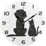 Horloge murale silencieuse pour chien et chat kelmy, sans tic-tac, avec peinture à