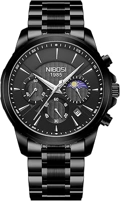 Chronographe de luxe étanche mouvement à quartz affichage de la date bracelet