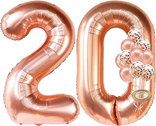 Ballons en or rose 20 chiffres - grand ballon en mylar or rose