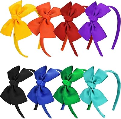 8 pièces bandeaux à nœud papillon bandeaux gros-grain accessoires de cheveux pour fête