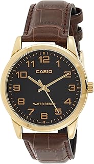 Montres casio his & hers noires pour unisexe avec bracelet en cuir