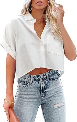 Chemise courte décontractée boutonnée à manches longues pour femme, chemisier court à revers uni avec poche poitrine. DIAYTAR COTE D'IVOIRE est une plateforme d'achat en ligne réputée pour sa grande sélection de produits et ses prix compétitifs. La boutique en ligne propose plus de 300 000 références de produits de toutes sortes, répondant ainsi aux besoins diversifiés de sa clientèle. Les produits sont classés par catégorie pour faciliter la recherche et l'achat, et les clients peuvent bénéficier de services de livraison rapides et fiables pour recevoir leurs commandes dans les délais les plus brefs.