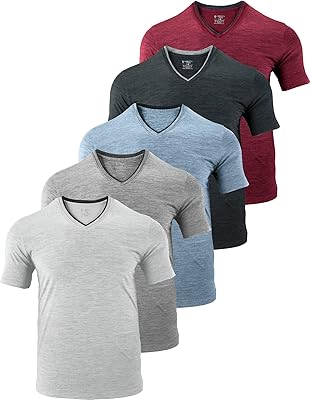 Lot de 5 t-shirts dri-fit à col en v pour hommes, t-shirts d'entraînement