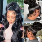 Perruque frontale en dentelle 360 ​​vague de corps queue de cheval perruques avant